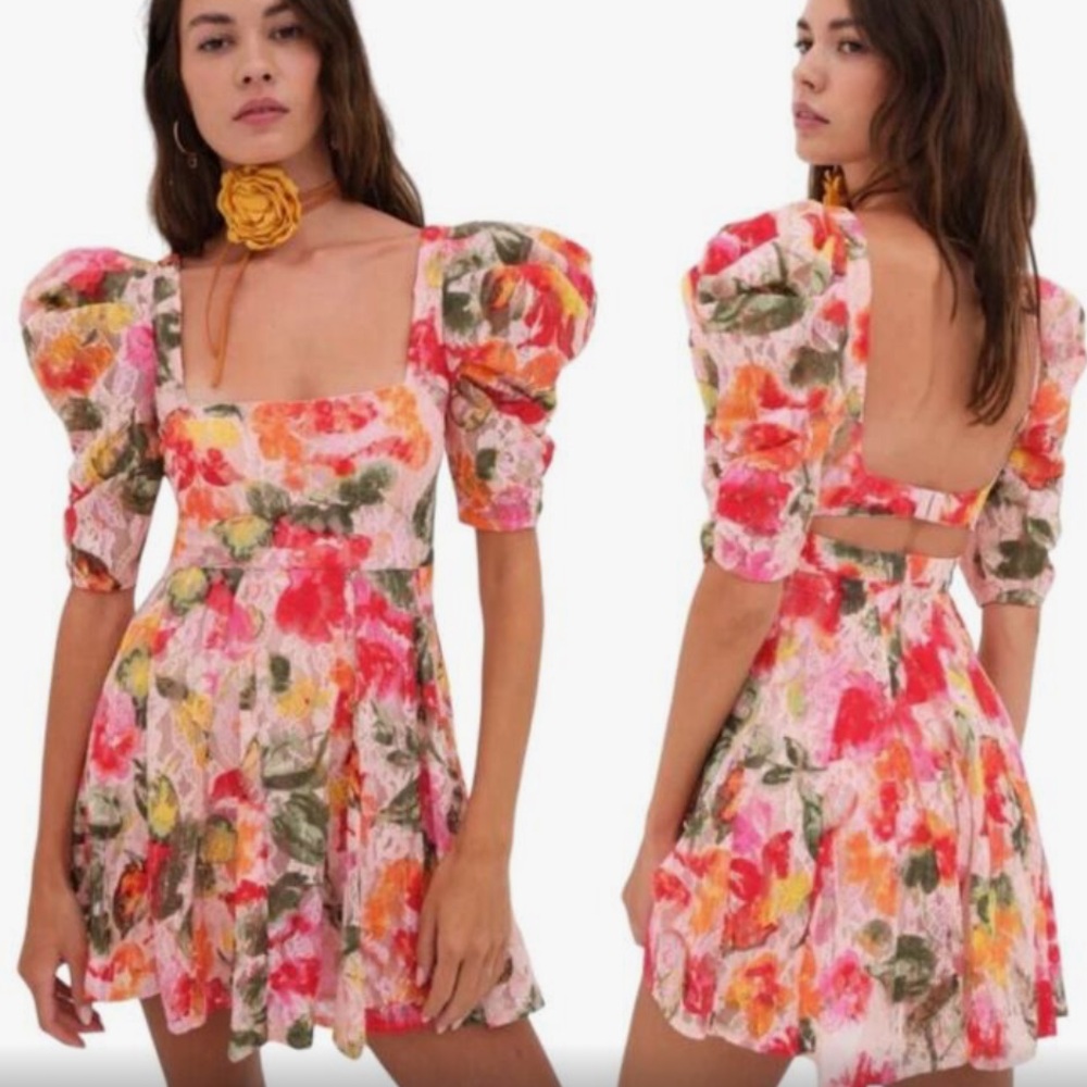 For Love and Lemons Dasha Puff Sleeve Mini Dress